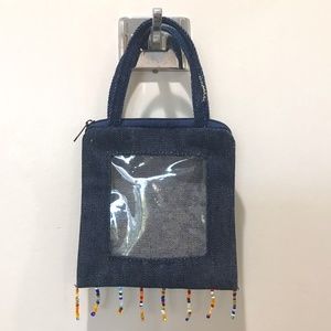 Vintage Kids' Mini Blue Tote Bag w/ Beads